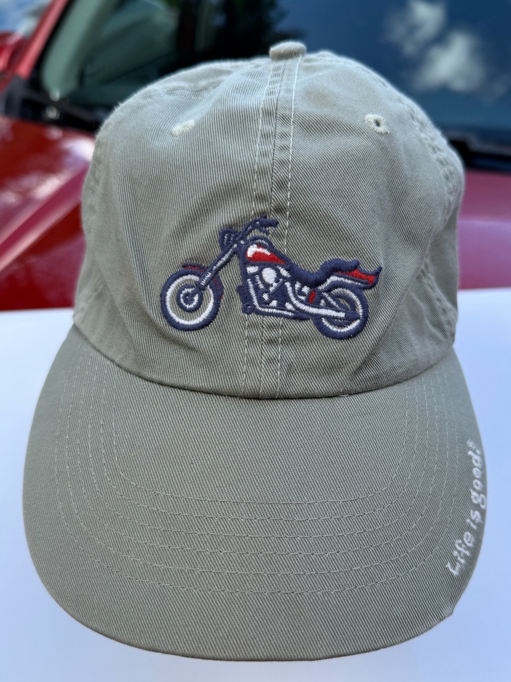 MOTORCYCLE baseball cap from life is good. adjustable $16  Very cool!